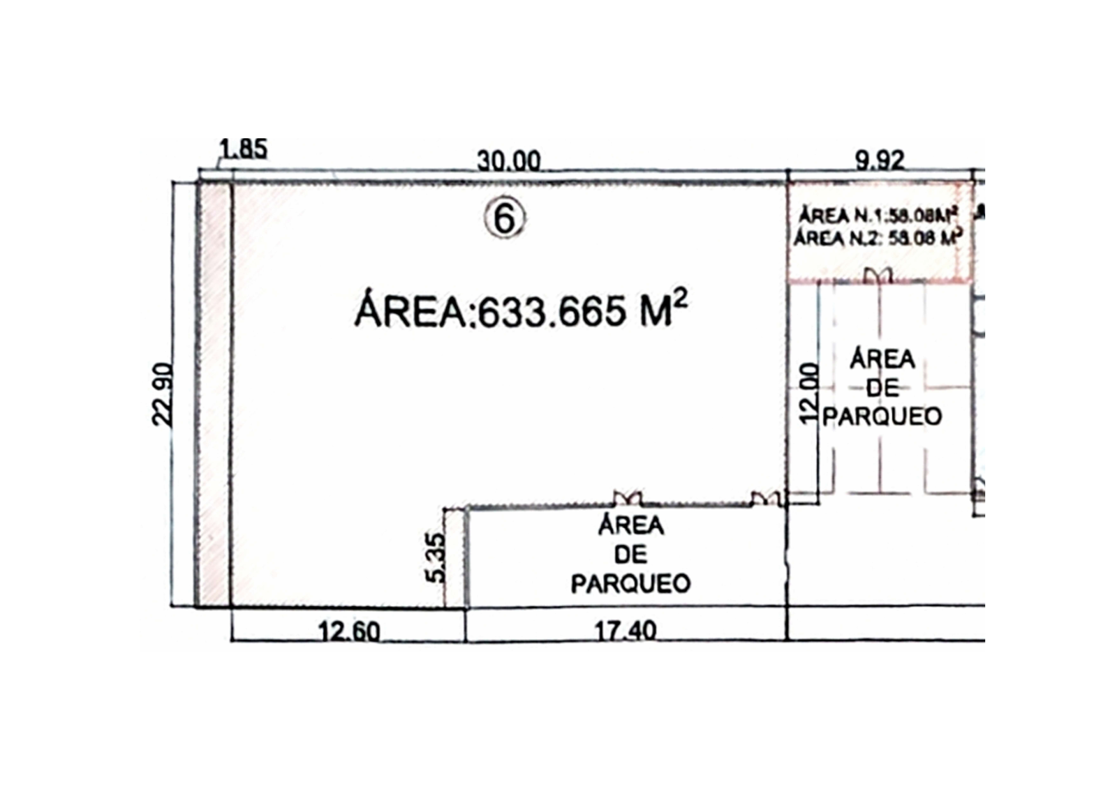 Plano de distribución de la ofi-bodega con medidas